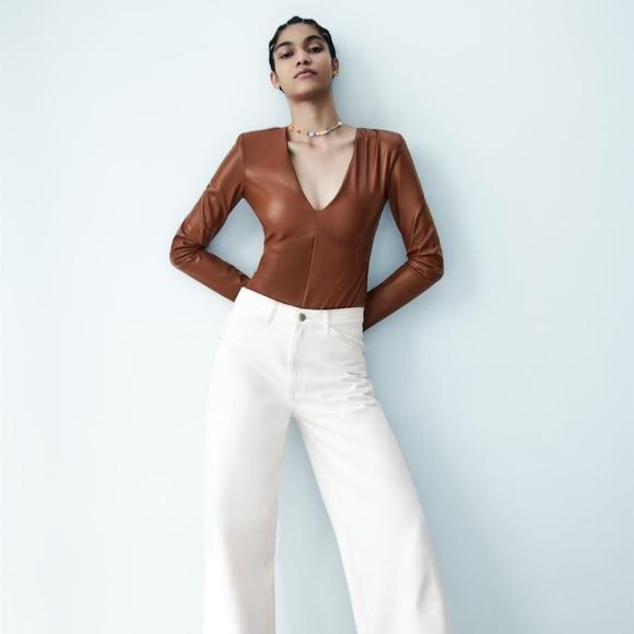Zara Tops - Faux Leather Body suit